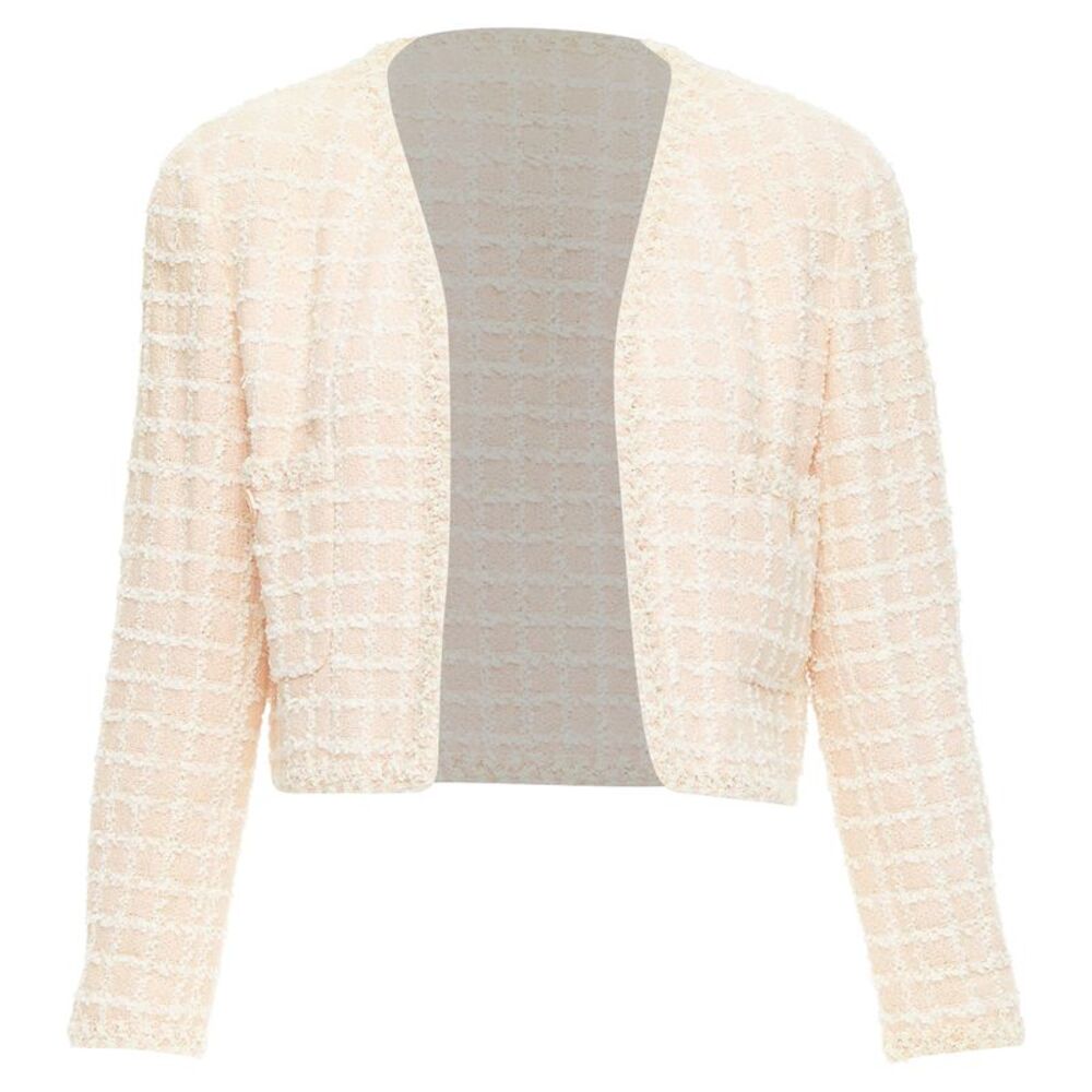 Chanel pink cotton tweed cropped jacket